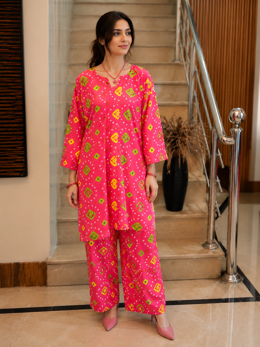 Pink Printed 2-Piece Suit for Women