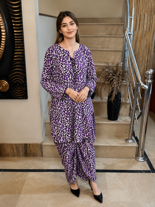 Purple Leopard Print Co-Ord Set